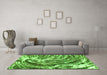 Machine Washable Abstract Green Modern Area Rugs in a Living Room,, wshabs999grn