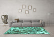 Machine Washable Abstract Turquoise Modern Area Rugs in a Living Room,, wshabs999turq