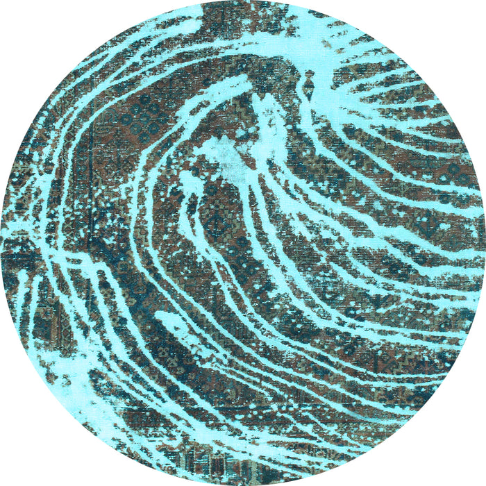 Round Machine Washable Abstract Light Blue Modern Rug, wshabs999lblu