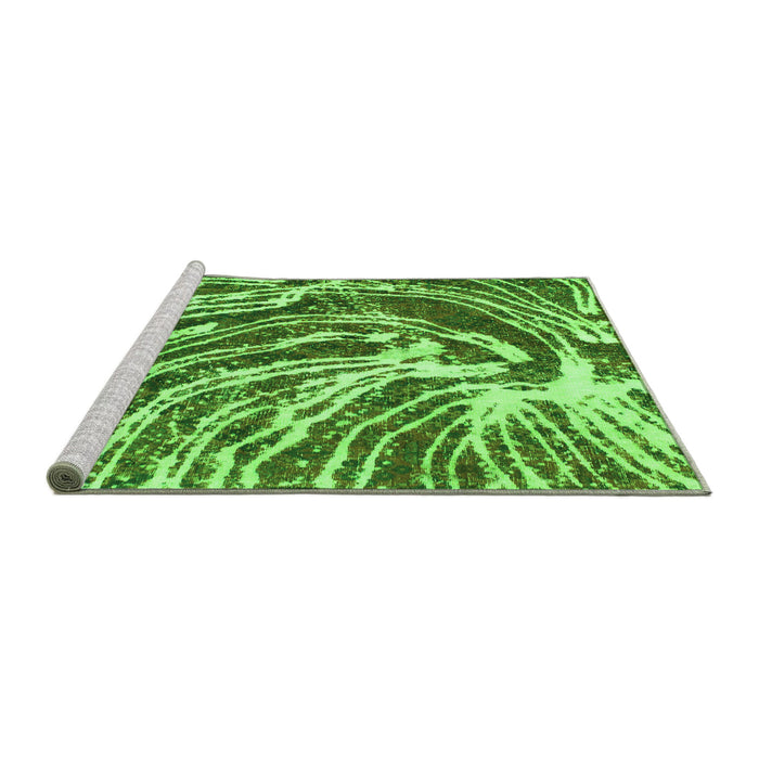 Sideview of Machine Washable Abstract Green Modern Area Rugs, wshabs999grn
