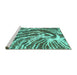 Sideview of Machine Washable Abstract Turquoise Modern Area Rugs, wshabs999turq