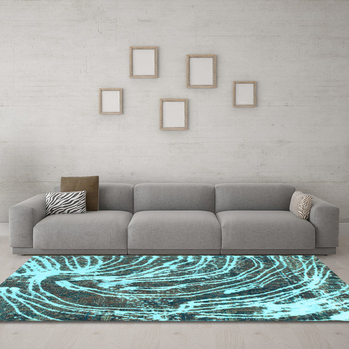 Machine Washable Abstract Light Blue Modern Rug in a Living Room, wshabs999lblu