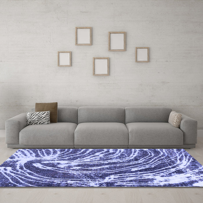 Machine Washable Abstract Blue Modern Rug in a Living Room, wshabs999blu