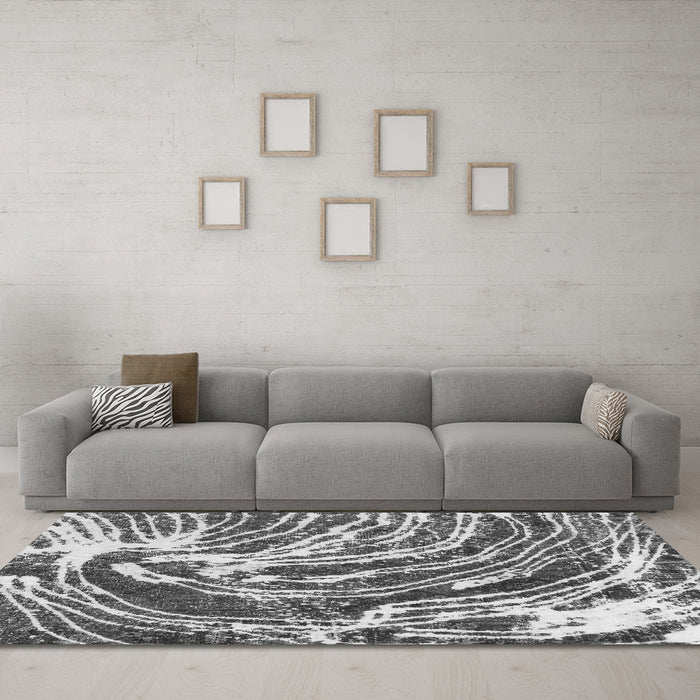Machine Washable Abstract Gray Modern Rug in a Living Room,, wshabs999gry