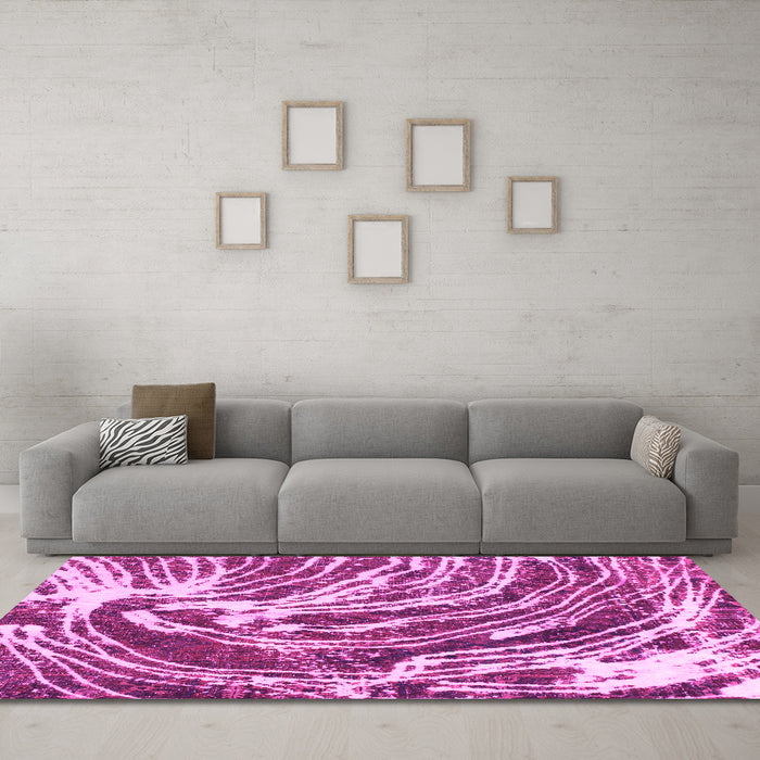 Machine Washable Abstract Pink Modern Rug in a Living Room, wshabs999pnk