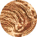 Round Abstract Orange Modern Rug, abs999org