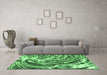 Machine Washable Abstract Emerald Green Modern Area Rugs in a Living Room,, wshabs999emgrn