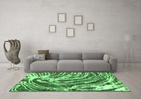 Machine Washable Abstract Emerald Green Modern Rug, wshabs999emgrn