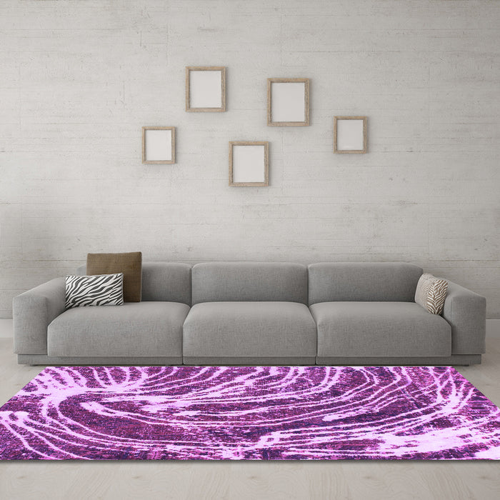 Machine Washable Abstract Purple Modern Area Rugs in a Living Room, wshabs999pur