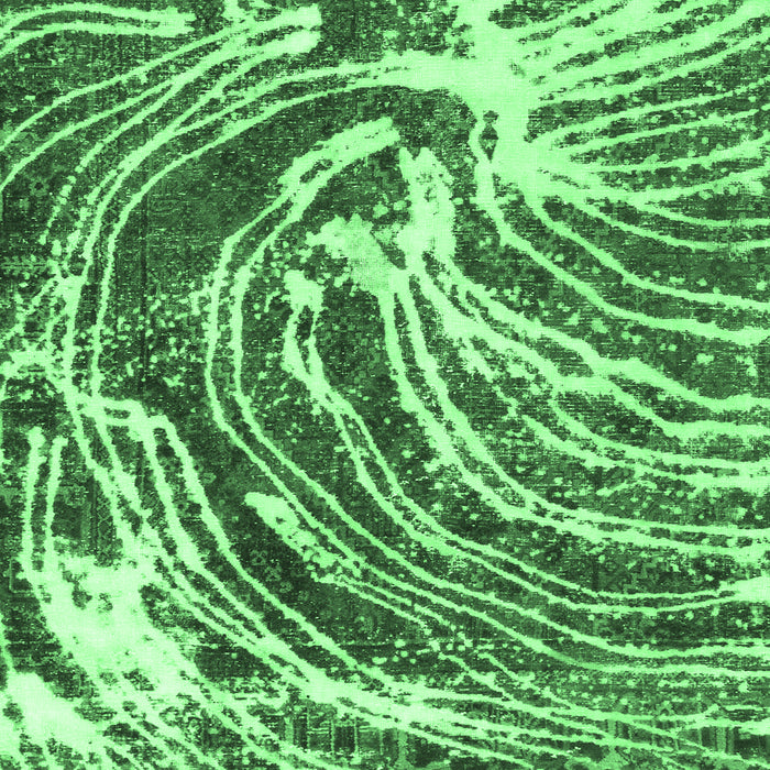 Square Machine Washable Abstract Emerald Green Modern Area Rugs, wshabs999emgrn