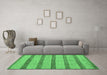 Machine Washable Abstract Emerald Green Modern Area Rugs in a Living Room,, wshabs99emgrn