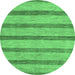 Round Abstract Emerald Green Modern Rug, abs99emgrn