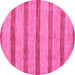 Round Machine Washable Abstract Pink Modern Rug, wshabs99pnk