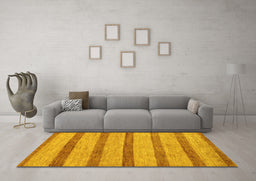 Machine Washable Abstract Yellow Modern Rug in a Living Room, wshabs99yw