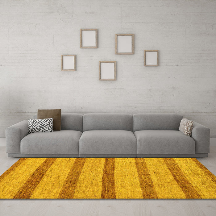 Machine Washable Abstract Yellow Modern Rug in a Living Room, wshabs99yw