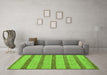 Machine Washable Abstract Green Modern Area Rugs in a Living Room,, wshabs99grn