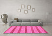 Machine Washable Abstract Pink Modern Rug in a Living Room, wshabs99pnk