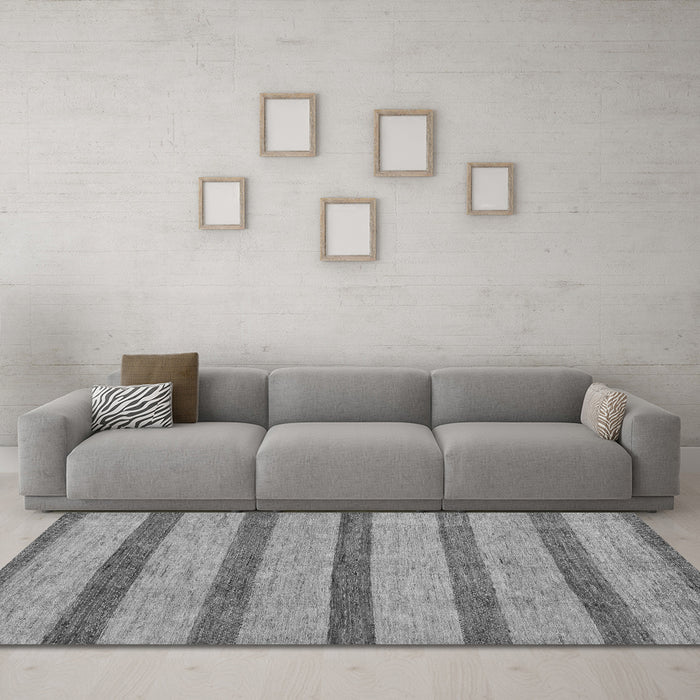 Machine Washable Abstract Gray Modern Rug in a Living Room,, wshabs99gry