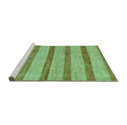 Sideview of Machine Washable Abstract Turquoise Modern Area Rugs, wshabs99turq