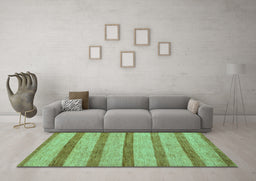 Machine Washable Abstract Turquoise Modern Area Rugs in a Living Room,, wshabs99turq