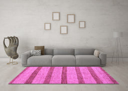 Machine Washable Abstract Purple Modern Area Rugs in a Living Room, wshabs99pur