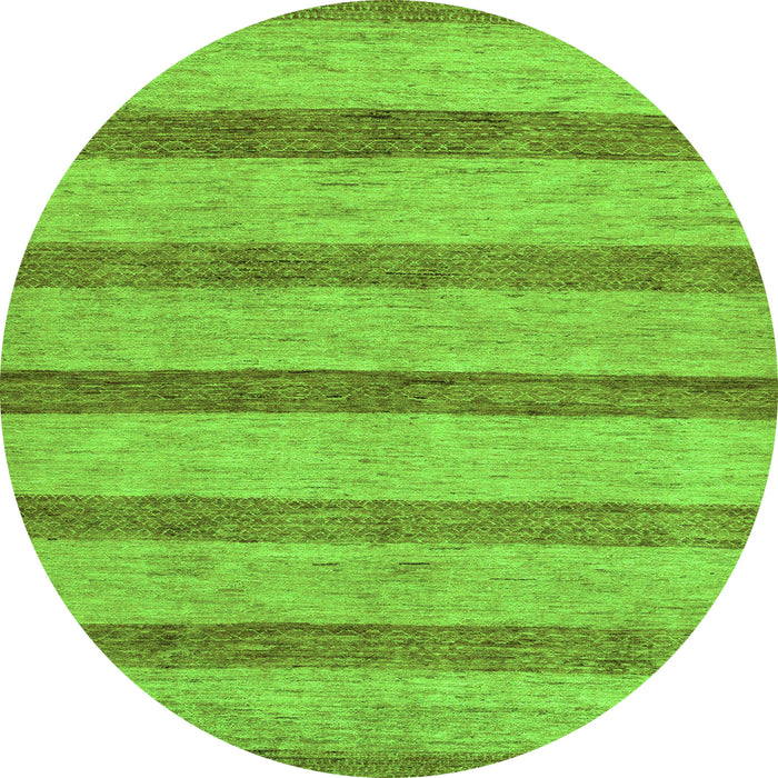 Round Machine Washable Abstract Green Modern Area Rugs, wshabs99grn