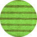 Round Machine Washable Abstract Green Modern Area Rugs, wshabs99grn