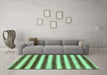 Machine Washable Abstract Turquoise Modern Area Rugs in a Living Room,, wshabs9turq