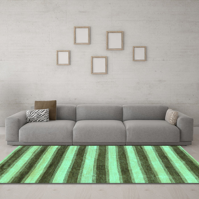 Machine Washable Abstract Turquoise Modern Area Rugs in a Living Room,, wshabs9turq
