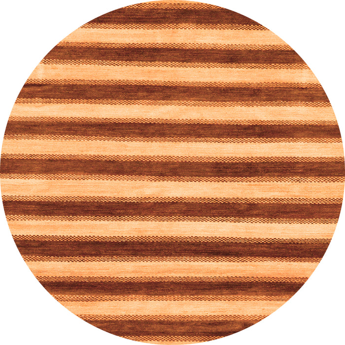 Round Machine Washable Abstract Orange Modern Area Rugs, wshabs9org