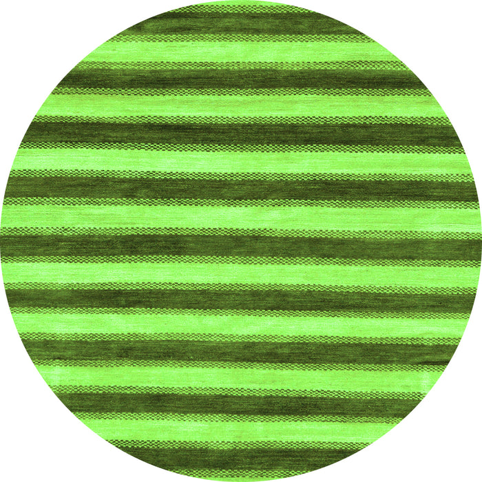 Round Machine Washable Abstract Green Modern Area Rugs, wshabs9grn