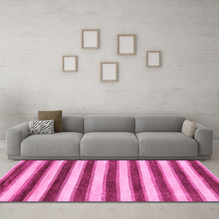 Machine Washable Abstract Pink Modern Rug in a Living Room, wshabs9pnk