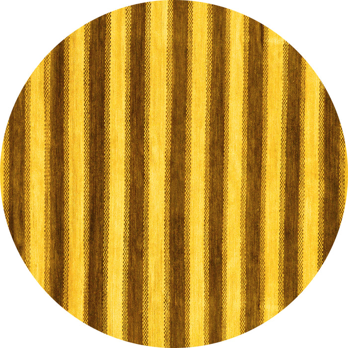 Round Machine Washable Abstract Yellow Modern Rug, wshabs9yw