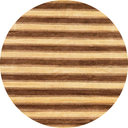 Round Machine Washable Abstract Orange Rug, wshabs9