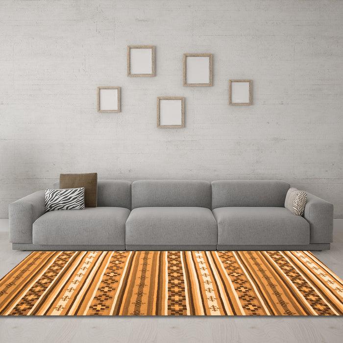 Machine Washable Abstract Orange Contemporary Area Rugs in a Living Room, wshcon1000org