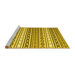 Sideview of Machine Washable Abstract Yellow Contemporary Rug, wshcon1000yw