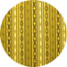 Round Machine Washable Abstract Yellow Contemporary Rug, wshcon1000yw