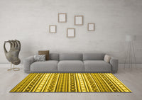 Machine Washable Abstract Yellow Contemporary Rug, wshcon1000yw