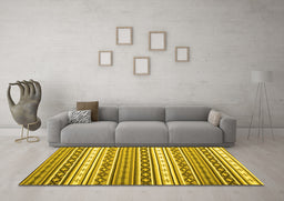 Machine Washable Abstract Yellow Contemporary Rug in a Living Room, wshcon1000yw