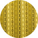 Round Abstract Yellow Contemporary Rug, con1000yw