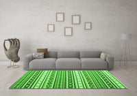 Machine Washable Abstract Green Contemporary Rug, wshcon1000grn
