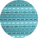 Round Abstract Light Blue Contemporary Rug, con1000lblu