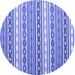 Round Abstract Blue Contemporary Rug, con1000blu