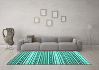 Machine Washable Abstract Turquoise Contemporary Rug, wshcon1000turq