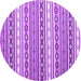 Round Machine Washable Abstract Purple Contemporary Area Rugs, wshcon1000pur