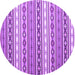 Round Abstract Purple Contemporary Rug, con1000pur