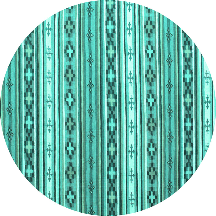 Round Machine Washable Abstract Turquoise Contemporary Area Rugs, wshcon1000turq