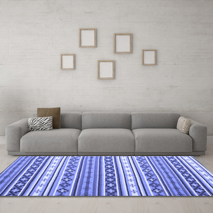 Machine Washable Abstract Blue Contemporary Rug in a Living Room, wshcon1000blu