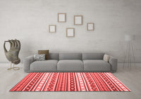 Machine Washable Abstract Red Contemporary Rug, wshcon1000red