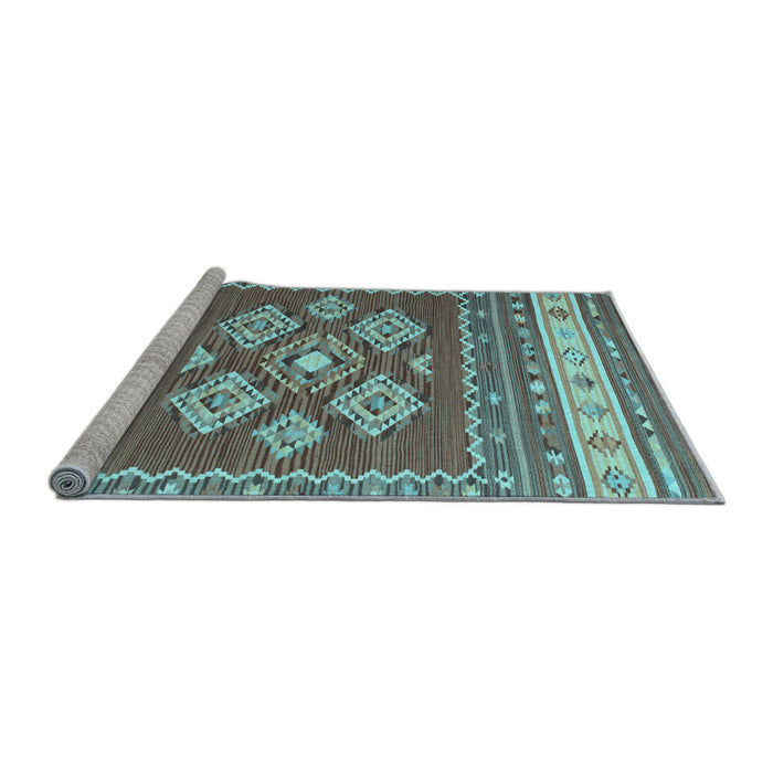 Sideview of Machine Washable Southwestern Light Blue Country Rug, wshcon1001lblu